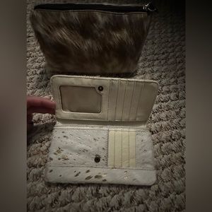 Custom cow hide/ deer hide makeup bag and wallet